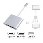 Adaptador 3 Em 1 Type-c Macho P/ Usb 3.0 / Hdmi E Type-c Fêmea - Hc-03