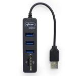 Hub Usb 2.0 3 Portas C/ Leitor De Cartão - Kp-t117 Preto