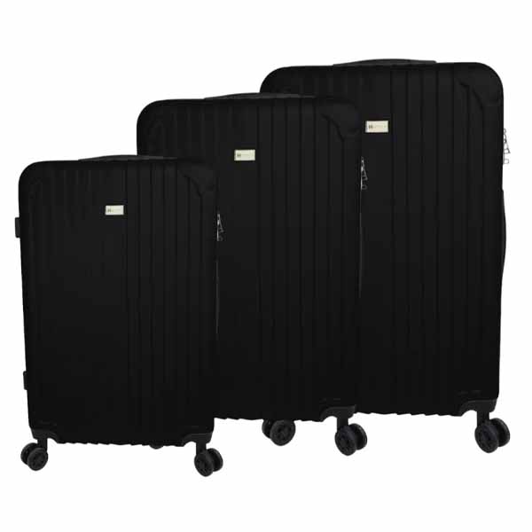 Conjunto De Malas Giratorias Em Abs Tamanhos 20/24/28 Cor Black Marca